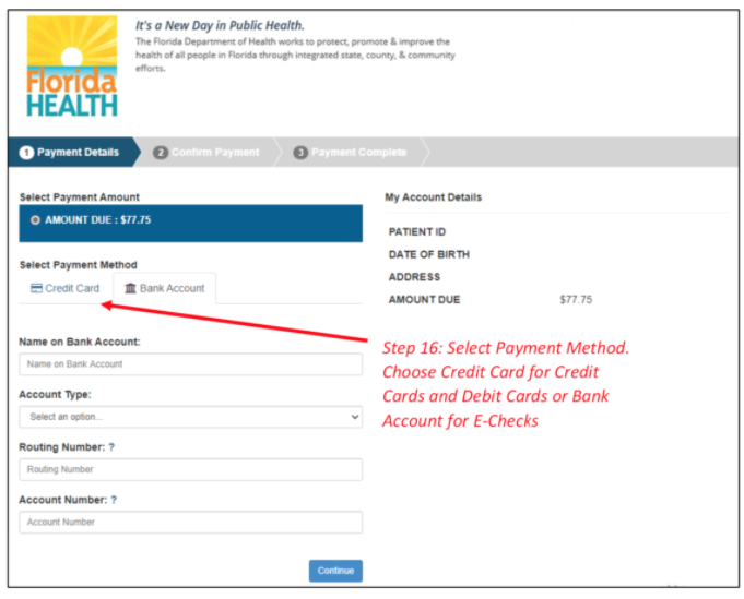 How to select payment method on the Marijuana Use Registry website