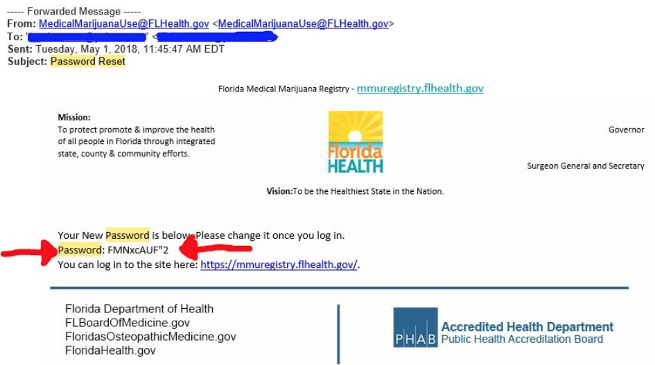Example of Second Email from Medical Marijuana Use Registry