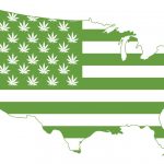 Illustrated Map USA with Marijuana Leaves for Stars