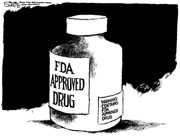 FDA Approved Drug Illustration. Warning Label: Contains FDA Approved Drug